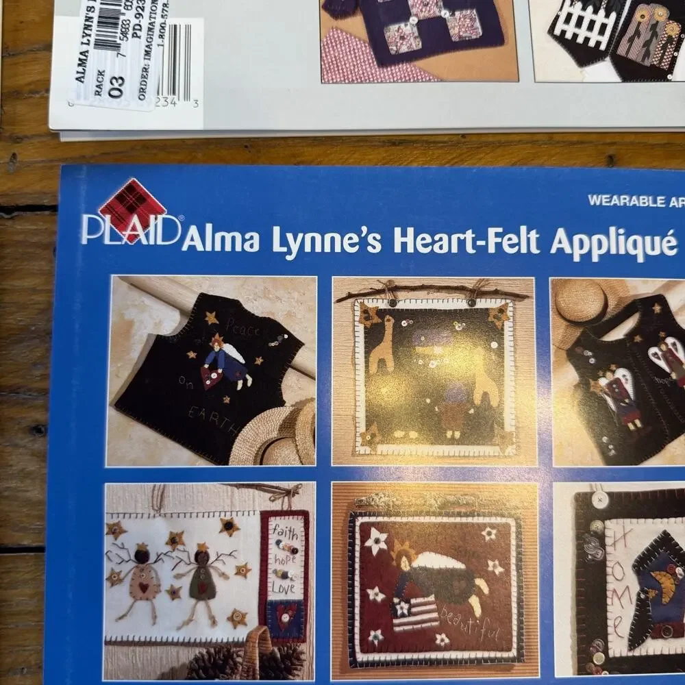 Vintage Plaid Wearable Art Pattern Lot Felt Vests Applique Alma Lynne 4pc